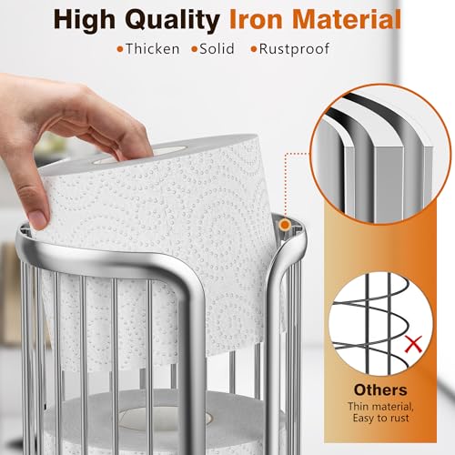 Toilet Paper Holder Stand, Freestanding Toilet Paper Storage,Silver | Waterproof Raised Feet,Rustproof,Fit 3 Mega Rolls,No Drilling No Assemble,Minimalistic Storage,Space-saving Renter Friendly - color: Silver, size: 1 Pack