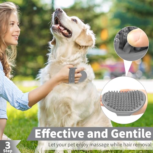Comotech 6PCS Dog Bath Brush & Dog Toothbrush | Adjustable Handle Shampoo Brush & Scrubber for Short & Long Haired Dogs & Cats | Effectively Solve Odor & Stain Removal Problems (Black Gray Blue) - color: Black Gray Blue