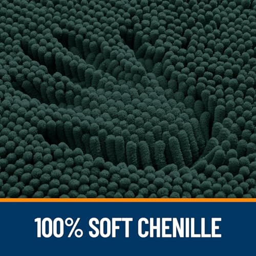 OLANLY Toilet Rugs U-Shaped 20x20, Extra Soft Absorbent Chenille Contour Bathroom Rugs for Toilet, Dry Quickly, Machine Washable, Non-Slip Bath Mat, Blackish Green - color: Blackish Green, size: 20" X 20" Contour Rug