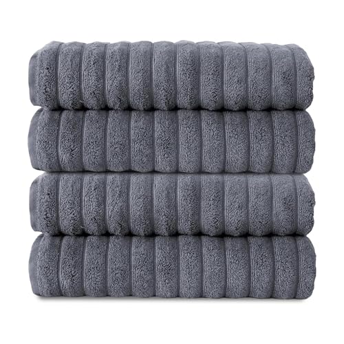 Classic Turkish Towels CTT Premium 4 Pack Bath Towels Set, Made with 100% Turkish Cotton, Spa & Hotel, Quick Drying Towels, Absorbent & Comfy | 27"x54" (Grey) - color: Grey, size: 4-Piece Bath Towel Set