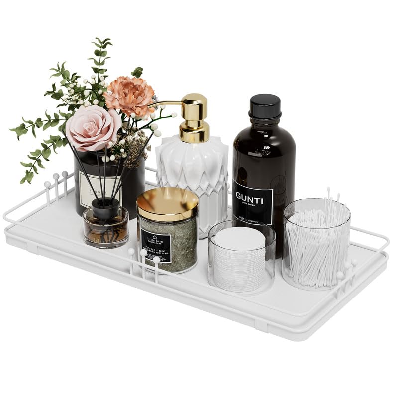 Toilet Paper Basket, Bathroom Basket for Counter Toiletries Towel Decor TP, Toilet Tank Tray, Guest Back of Toilet Organizer Storage, Vanity Tray for Perfume Makeup, Kitchen 13”x6.5” White - color: White + White, size: 13" x 6.5" x 1.6"