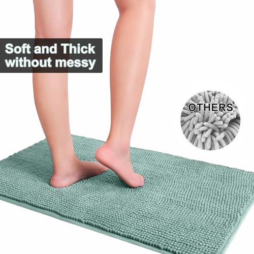 Urvoix Bathroom Rugs Sets 3 Piece, Non-Slip Chenille Bath Rug - Ultra Soft, Washable, Super Absorbent Bath Mat for Bathroom, Toilet and Tub (Aqua Sea) - color: Aqua Sea