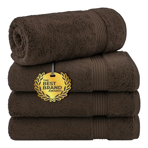 Cotton Paradise 100% Cotton Turkish Towel Set, Soft Absorbent Quick Dry, 4 Piece Bath Towel Set, Chocolate Brown - color: Chocolate Brown, size: 4 PC SET (27x54")