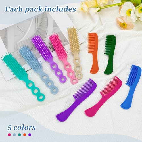 Hair Brush and Combs Set in Bulk Individually Wrapped Travel Comb Brush Bulk for Women Kids Hotel Homeless Charity, Multicolor(100 Pieces)