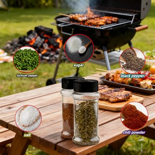 Portable Seasoning Bottle Set, Mini Plastic Spice Jar And Mini Plastic Jam Squeeze Bottle Set Suitable For Outdoor Barbecue, Camping, Kitchen Filling With Salt, Pepper, Jam And Various Seasonings