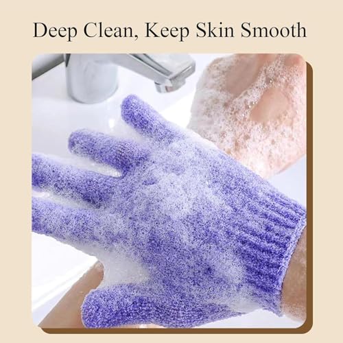 2 PCS Exfoliating Glove Loofah Sponge Exfoliating Body Scrubber Deep Cleansing Removes Dead Skin for Both Women and Men (Orange1) - color: A1-orange 1