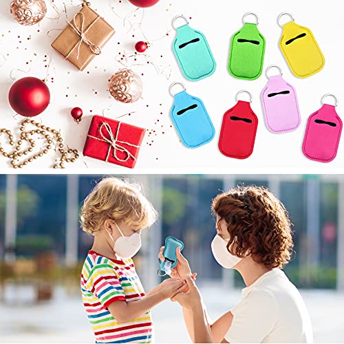 Duufin 60 Pcs Hand Sanitizer Holder Keychain Empty Travel Bottle Set | Including 30 Pcs Hand Sanitizer Keychain Holder and 30 Pcs Refillable Empty Travel Bottles for Backpack Purse, 15 Solid Color - color: Colorful Patternless