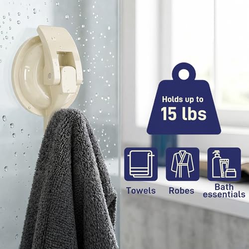 Heavy Duty Vacuum Suction Cup Hooks, White Plated Polished Super Suction for Kitchen Bathroom, 6 Pack - color: White