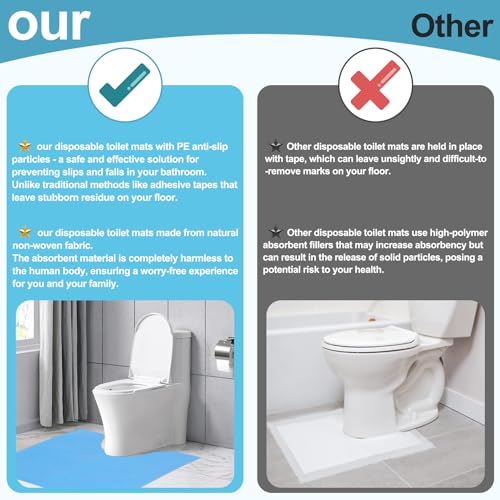 Upgraded 25 Pack Disposable Toilet Mats,Super Absorbent Toilet Floor Protector from Urine,Disposable Toilet Floor Mat for Urine,U Shaped Toilet Mat for Urine,Around Toilet Floor Protector 24" x 22"