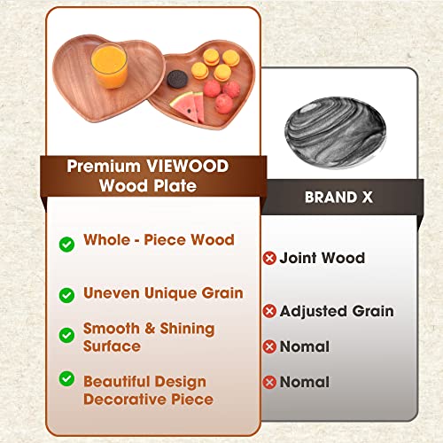VieWood Heart Wooden Plates Set of 2 Unbreakable Classic Appetizer Plates, Easy Cleaning & Light weight for Dishes Snack, Dessert (Khaya, 8.7") - color: Heart Wood Plates (Set of 2)