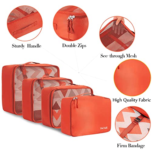 BAGAIL 8 Set Packing Cubes Luggage Packing Organizers for Travel Accessories-Orange - color: Orange, size: 8 Set