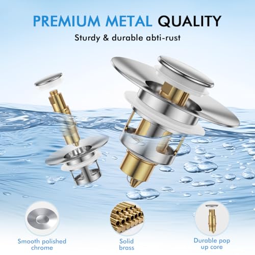 Bathroom Sink Stopper, Bath Universa Sink Drain Strainer 10,000 Pop-up Test 2 in 1 Fast Drain Anti-Clog Strainer Sink Drain Plug