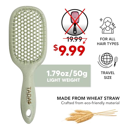 TADA Natural Beauty Hair Brush Detangler for Curly, Thick, Wavy, and Thin Hair - Ventilation Holes for Quick Drying and Styling, Detangler Brush for Women, Men, Kids (4 Colors) (2PK #1) - color: 2PK #1