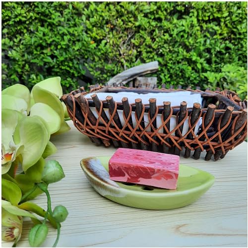Ceramic Soap Dish with Self Draining Tray for Bar Soap, Bathroom, Kitchen (Lemon Yellow) - color: Lemon Yellow