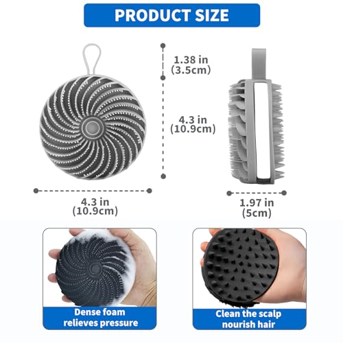 2 Pcs Larger Silicone Body Scrubber&Scalp Massager Hair Growth,Dual Sided Dual-Use,Exfoliating Body Scrubber,Wet&Dry Brush for Hair Massager Scalp,Silicone Shower Scrubber (Black and Gray) - color: Black and Gray
