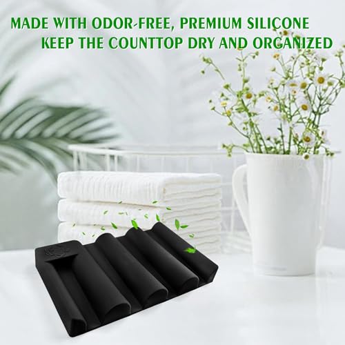 Silicone Soap Dish,Self Draining Soap Holder Perfect for Shower,Bathroom Sink,Kitchen Sink & Travel,Non-Slip Bar Soap Holder Extend Soap Life,Keep Soap Bars Dry & Easy Cleaning (White+Black)-2Pcs - color: (White+black)-2pcs