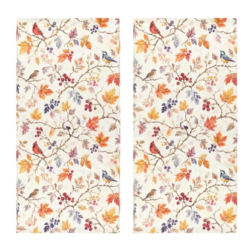 Fall Maple Leaf Hand Towels for Bathroom 14.4x28.3 Inch Set of 2 | Autumn，Thanksgiving，Polyester Cotton，Breathable，for Holiday Bathroom Kitchen Hotel Gym Spa Decor - color: Fall Orange