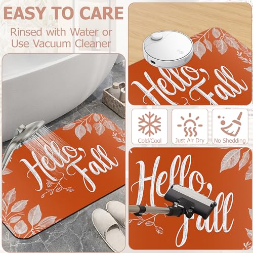 Autumn Themed Bathroom Rugs,Bath Mats for Bathroom,Leaf Low Pile Absorbent Bath Mat,Rubber Backing Non Slip Washable Thin Quick Dry Door Mat 17x29.5 Inch - color: Autumn Themed,leaf