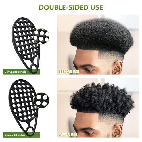 KOUPA Silicone Afro Twist Brush with Pick Comb - Easy Clean Dual-Sided Design with Textured Holes for Defined Afro Curls, Suitable for Coily Hair Men & Women, Black - color: Black