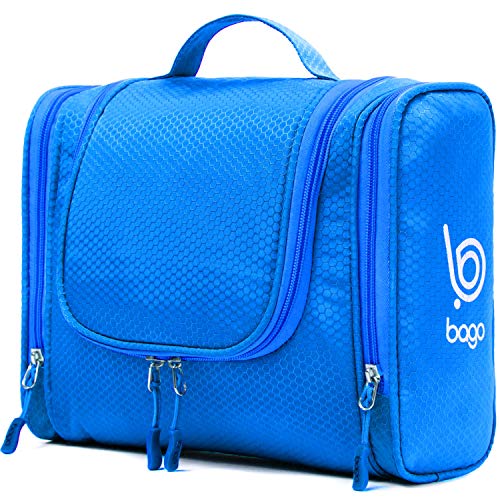 Bago Travel Toiletry Bag for Women and Men - Large Waterproof Hanging Large Toiletry Bag for Bathroom and Travel Bag for Toiletries Organizer -Makeup Bag (Blue) - color: Blue, size: Large