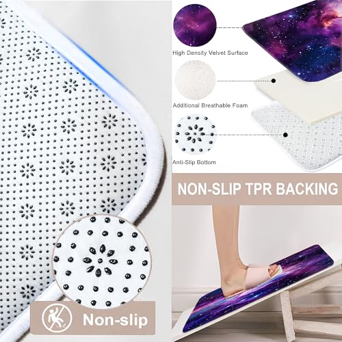 Space Galaxy Shower Curtain Bathroom Sets 4 Piece, Outer Star Themed Starry Shower Curtain Purple Trippy Universe Nebula Bath Mat with Non-Slip Rugs, Toilet Lid Cover Restroom Bathtub Home Decorations - color: Galaxy