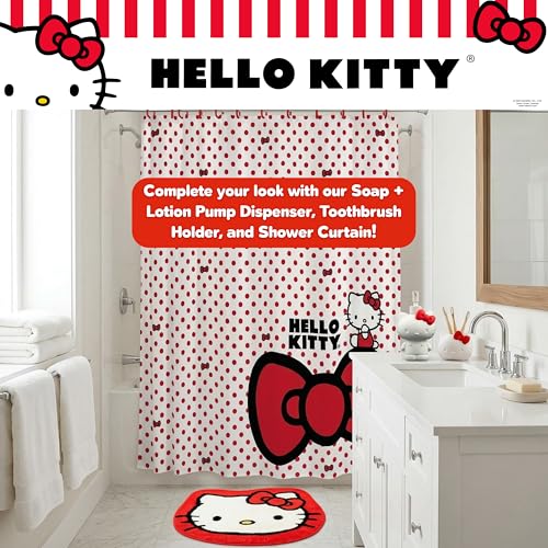 Hello Kitty Non Slip Poly Knit Plush Bathroom Rug, 26" x 23",(Officially Licensed Product) By Franco - color: Hello Kitty Red Bow