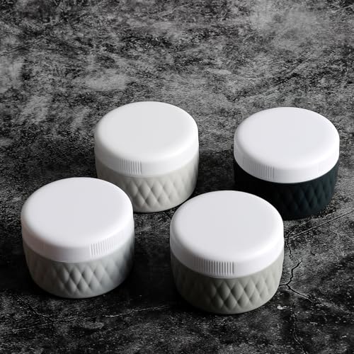 Kuangre Travel Containers for Toiletries, Silicone Cream Jars BPA-Free, TSA Approved 2oz Travel Size Containers, Leak-proof Silicone Jars with Lid for Cosmetic Face Hand Body Cream (4 Pack) - color: Grey, size: 2 Ounces