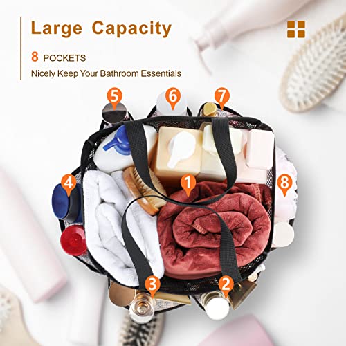 Mesh Shower Caddy Portable - 8 Pockets, S-Hook, Shower Bag for Dorm Camping | 2-Handle, Quick-Dry, Hanging Toiletry Organizer, College Dorm Room Essentials for Girls, Gym, Travel & Bathroom, Leopard - color: L, Leopard, size: L (Classic Dorm Caddy)