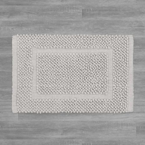 Jean Pierre New York 100% Chenille Cotton Skid Resistant Plush Bath Mat - 17"x24" Bathroom Rug - Soft Gray - color: Soft Gray, size: 1'5" x 2' (Rectangular)