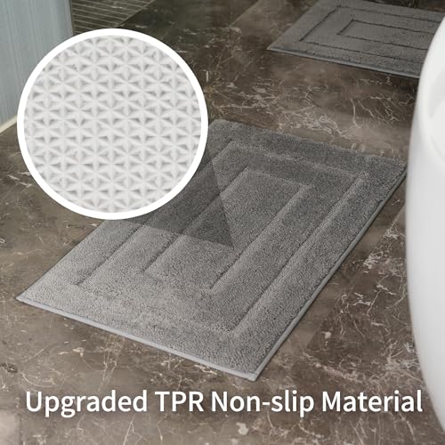 Bathroom Rugs Sets 3 Piece, with 20" x 28" U-Shaped Toilet Rug, Ultra Absorbent and Super Soft Touch, Non-Slip, Microfiber Plush,Rectangular Pattern, Quick Dry Bath Mats for Bathroom, Tub, Bedroom - color: Dark Grey