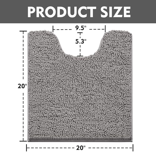 RUN HELIX Toilet Rugs U-Shaped 20x20 Extra Soft Chenille Bath Rugs, PVC Backing Quick Dry, Machine Washable Contour Bathroom Rugs for Toilet Contoured Bath Mats Home Decor Accessories Light Grey - color: Light Grey, size: U20"x20"