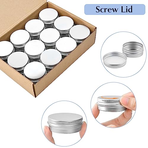 TUZAZO 24Pack 1 Oz Aluminum Tin Cans with Screw Lid and Labels, Refillable Travel Sized Cosmetic Containers Small Tins for Salves, Lotion Bars, Beard Balms, Candles - size: 1oz*24