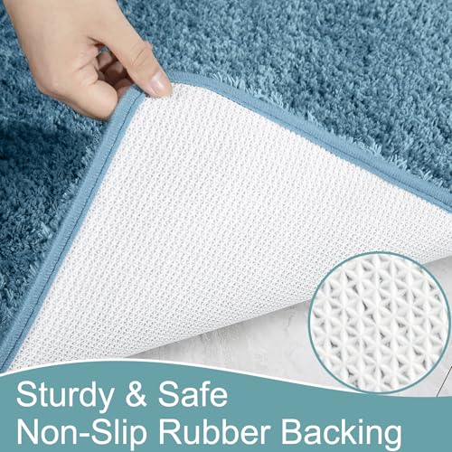 AROGAN Luxury Long Bathroom Runner Rug, 24x36 Inch Thick Soft and Absorbent Non Slip Bath Mat, Rubber Backing Quick Dry Rugs Carpets, Machine Washable Plush Mats for Shower Floor, Little Blue - color: Aqua Blue, size: 2' X 3' (24" X 36")