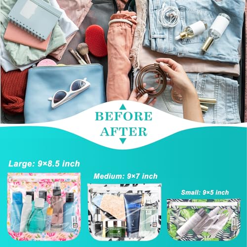 HIONXMGA TSA Approved Toiletry Bag, Set of 3 Clear Travel Toiletry Bag Quart Size Zipper Travel Pouch, Waterproof Makeup Cosmetic Bag for Women Men Kids Toiletries Carry on, Pink - color: Pink, Mixed Sizes