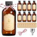 Jarsoph 4oz 8 PCS Amber Brown Glass Bottles for Vanilla Extract | Brown Boston Round Glass Bottles, Essential Oils, Herbal Medicine, DIY Crafting - UV Protective Bottles for Syrup, Sauce