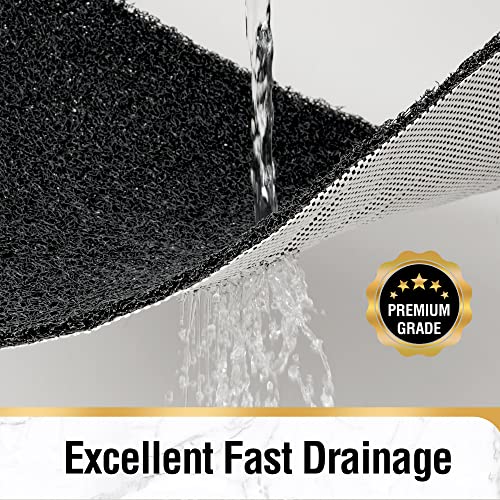 HITSLAM Square Shower Mat, 24 x 24 Inch Non Slip Bath Mat for Tub, Soft PVC Loofah Bathtub Mats with Drain Holes, Quick Drying Bathroom Stall Floor Mat, Bathroom Accessories Without Suction Cup, Black - color: Black, size: 24" x 24" (Square)