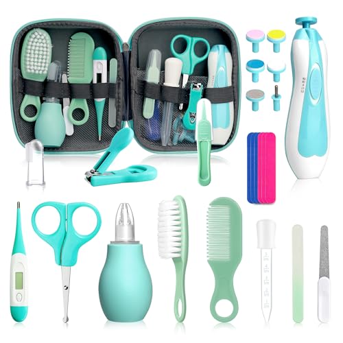 Baby Grooming Kit for Boys Girls Safety Newborn Nursery Essentials Grooming Set Gift for First-time Parents, Green 25 in 1 - style: Green 25 in 1