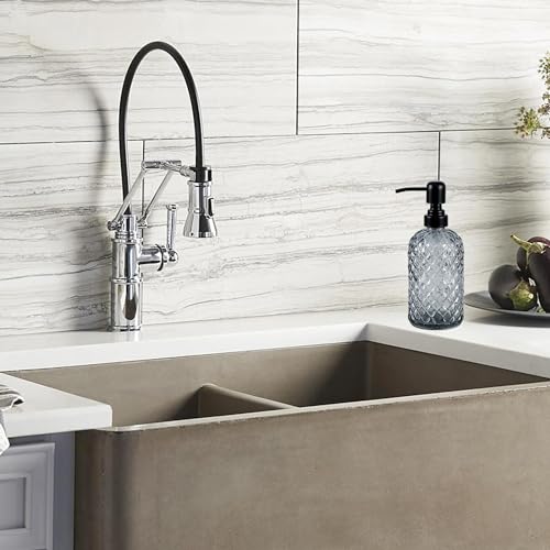12Oz Glass Soap Dispenser with 304 Black Rustproof Stainless-Steel Pump, Refillable Glass Soap Dispenser for Kitchen, Bathroom, Farmhouse (Grey) - color: Gray