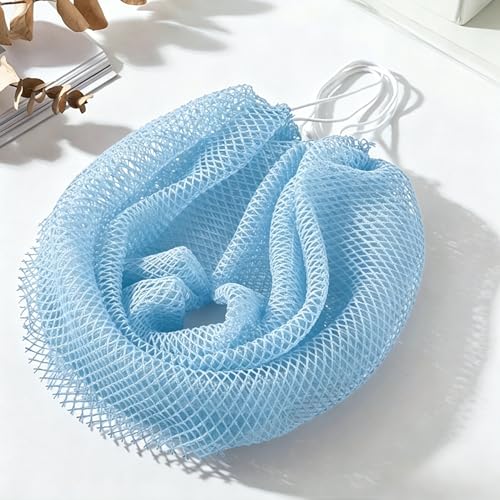 Exfoliating Bath Towel Set for Women Strong Cleaning Back Scrubber - color: Sky Blue