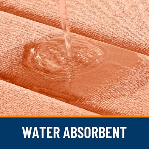 OLANLY Memory Foam Toilet Rugs U Shaped 24x20, Super Soft Absorbent Contour Bath Rugs, Quick Dry, Machine Washable Toilet Mat, Bathmat Floor Carpet, Bathroom Home Decor Accessories, Peach - color: Peach, size: 24" X 20" Contour Rug