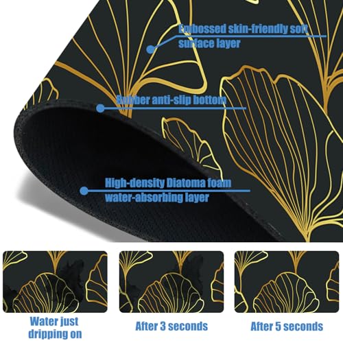 Faucet Drying Absorbing Mat, 15.5"X5.5" Faucet Drying Mat Ginkgo Leaves - size: 15.5" x 5.5"