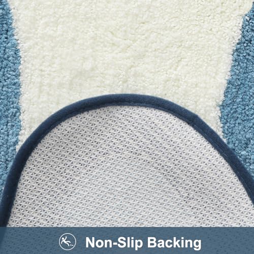 HAOCOO Bathroom Rugs 18x25 inch, Extra Soft Non Slip Blue Irregular Shape Bath Rugs, Microfiber Absorbent Washable Small Rug Bath Mats for Bathroom Floor Door Mat Tub Shower - color: Blue, size: 18x25 inch (Irregular)