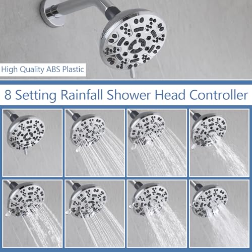 2 Handles Shower Faucet Set with Tub Spout Bathtub Shower Faucet Combo Set Shower System Complete Tub and Shower Trim Kit Wall Mounted Shower Fixtures Chrome - color: Chrome, style: 2 Handles