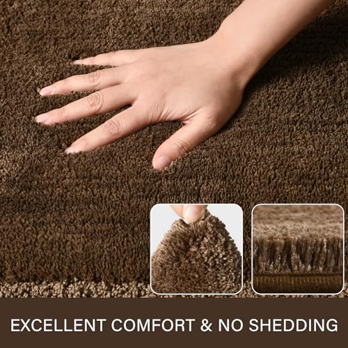 LOCHAS Bathroom Rug Set Light Brown, Soft Bath Rug Set 2 Piece Set, Toilet Mat U-Shaped 20x20 and 34x20 Bath Rugs, Quickly Dry Mats for Bathroom, Tub, Washable, Super Absorbent Floor Mat - color: Light Brown, size: 34" x 20" Plus 20" x 20" (U-Shape)