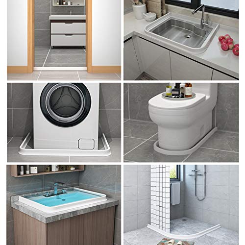 New Collapsible 67 Inch Shower Threshold Water Dam Collapsible Bath Shower Barrier Water Stopper Retention System Dry and Wet Separation for Bathroom Kitchen and More (5.6ft) - color: White-2" High, style: 67 Inch
