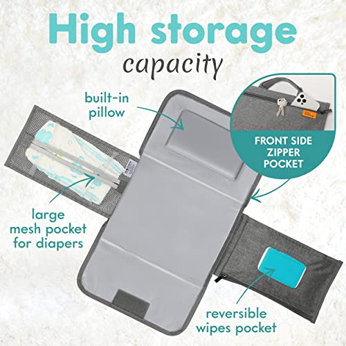 Kopi Baby Portable Diaper Changing Pad - Baby Diaper Changer Travel Bag with Wipes Pocket, Smart Design Portable Changing Mat, Infant Travel Station Kit, Gift for Newborn Girl & Boy - Grey, Modern - color: Grey, size: Modern