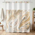 No Hook Shower Curtain with Snap in Liner 71x74 inch | Marble Abstract Design, Mesh Top Window, Hotel Style Fabric Shower Curtain, Water-Repellent Bathroom Curtain - color: Boho Gold Marble