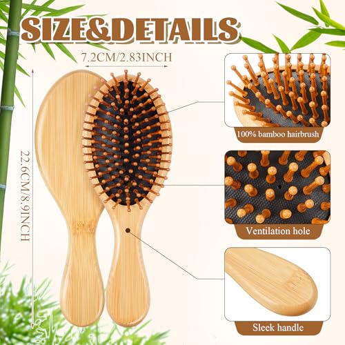 Weysat 12 Pcs Bamboo Hair Brushes Bulk, Wooden Paddle Detangling Brush, Scalp Massage and Anti-Static Hairbrushes, DIY Engraving Gifts for Women, Men, Party and Wedding (Black) - color: Black