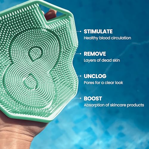 Silicone Shower Scrubber for Body – Exfoliating Loofah Alternative, Zinc & Silver-Infused, Hygienic & Gentle for Sensitive Skin, Durable & Long-Lasting Body Scrubber for Men & Women - Mint - color: Mint