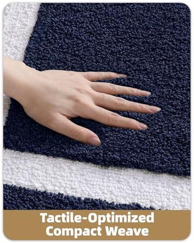 Color&Geometry Navy Blue Bathroom Rugs 43x24, Extra Soft Absorbent Microfiber Bath Rugs, Non-Slip Bathroom mat, Washable Plush Bath Mats for Bathroom, Shower, Bathtub, Laundry, Blue White - color: D, size: 24"x44"